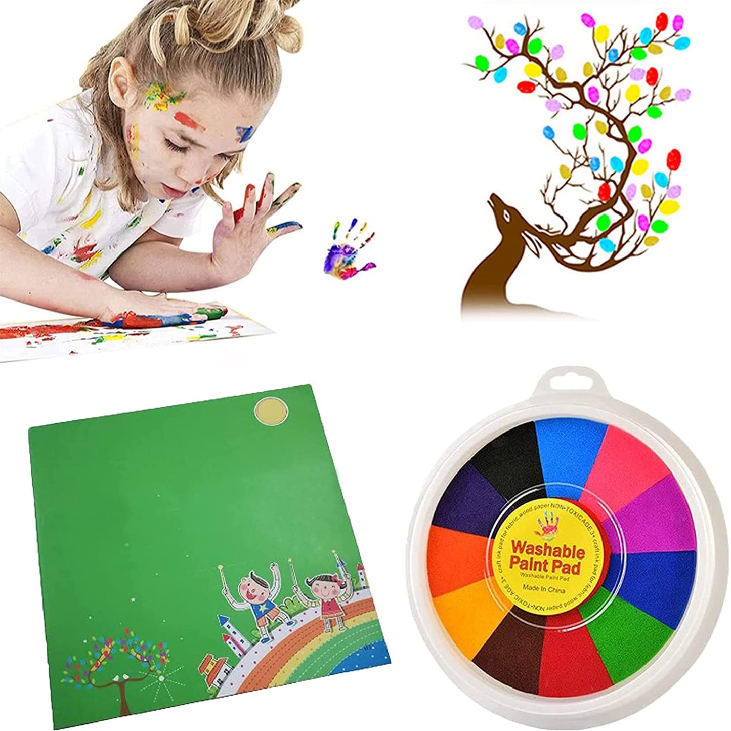 Ontketen de Creativiteit: Kleurrijke Vingerverf Kit met Verfplateau en Schilderboek voor Kinderen!